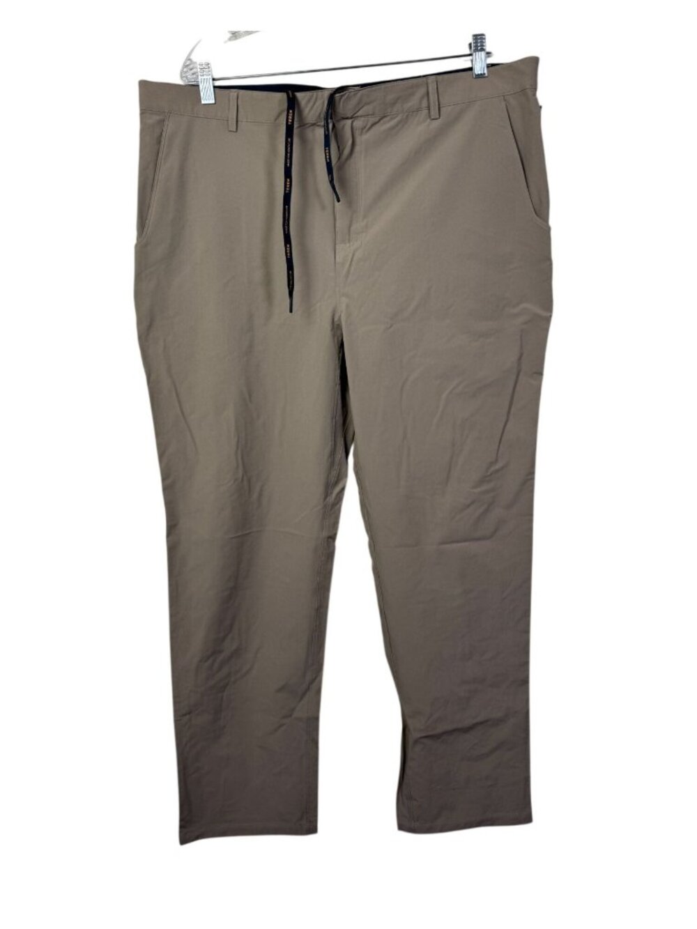 Teren Mens Khaki Nylon Blend Stretch Pants 40x32 Performance Golf Drawstring Wai